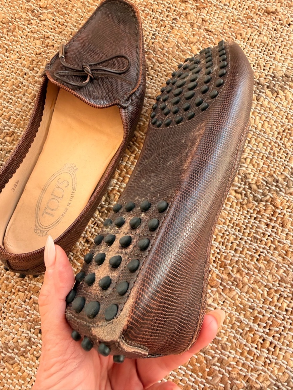 Vintage TOD'S Womens Driving Moc Lizard Loafers Sz 8.5 - Picture 9 of 10